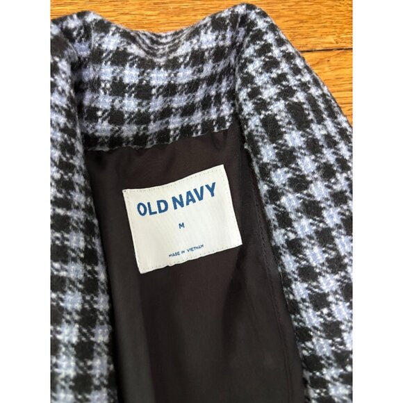 Old Navy Womens Coat Size Medium Blue Black Check 2 Button Peacoat NWT $80 - Picture 5 of 8